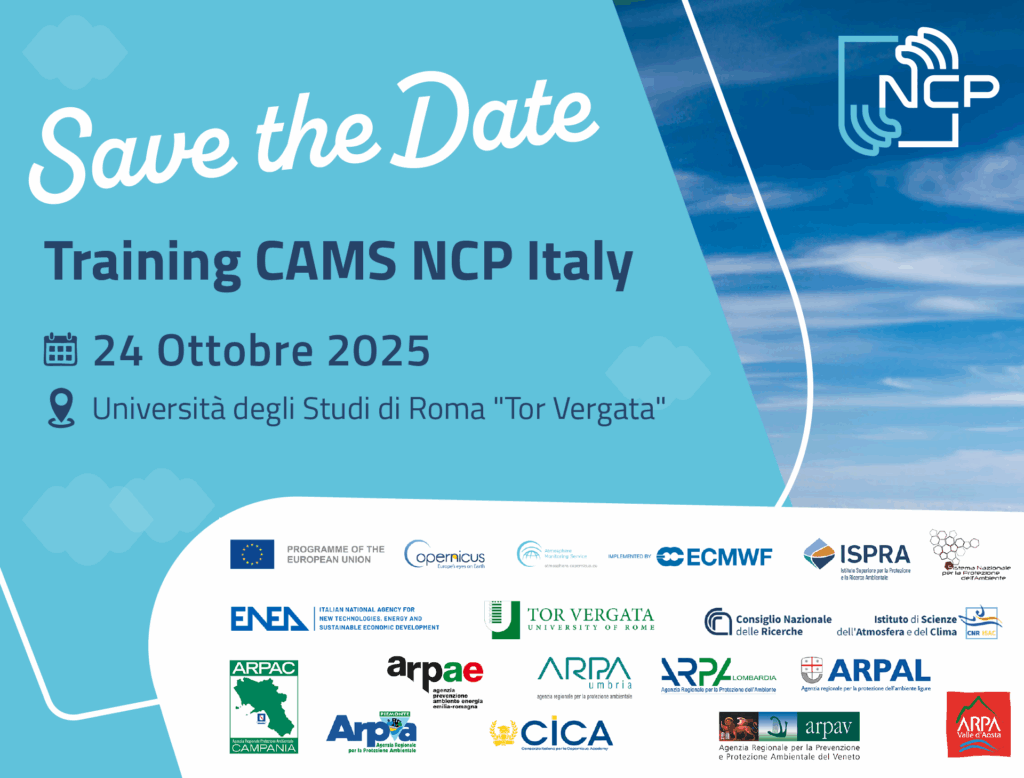 Training CAMS NCP Italia sulla Qualità dell’Aria e l’uso dei prodotti Copernicus CAMS